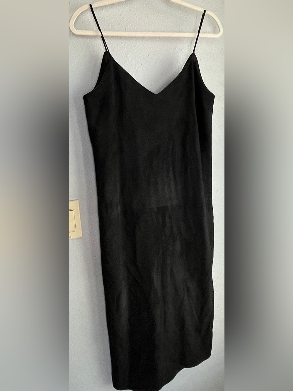 Vintage 80s/90s Suede Ann Taylor Dark Charcoal Black V-Neck Slip Dress